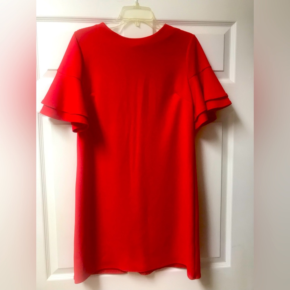 2 Hearts red dress with tiered ruffle sleeves, size small